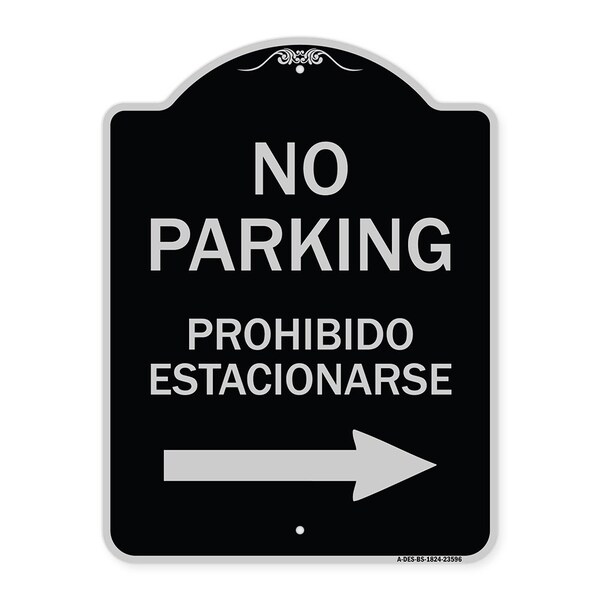 No Parking Prohibido Estacionarse W/ Left Arrow Heavy-Gauge Aluminum Sign, 24" x 18", BS-1824-23596